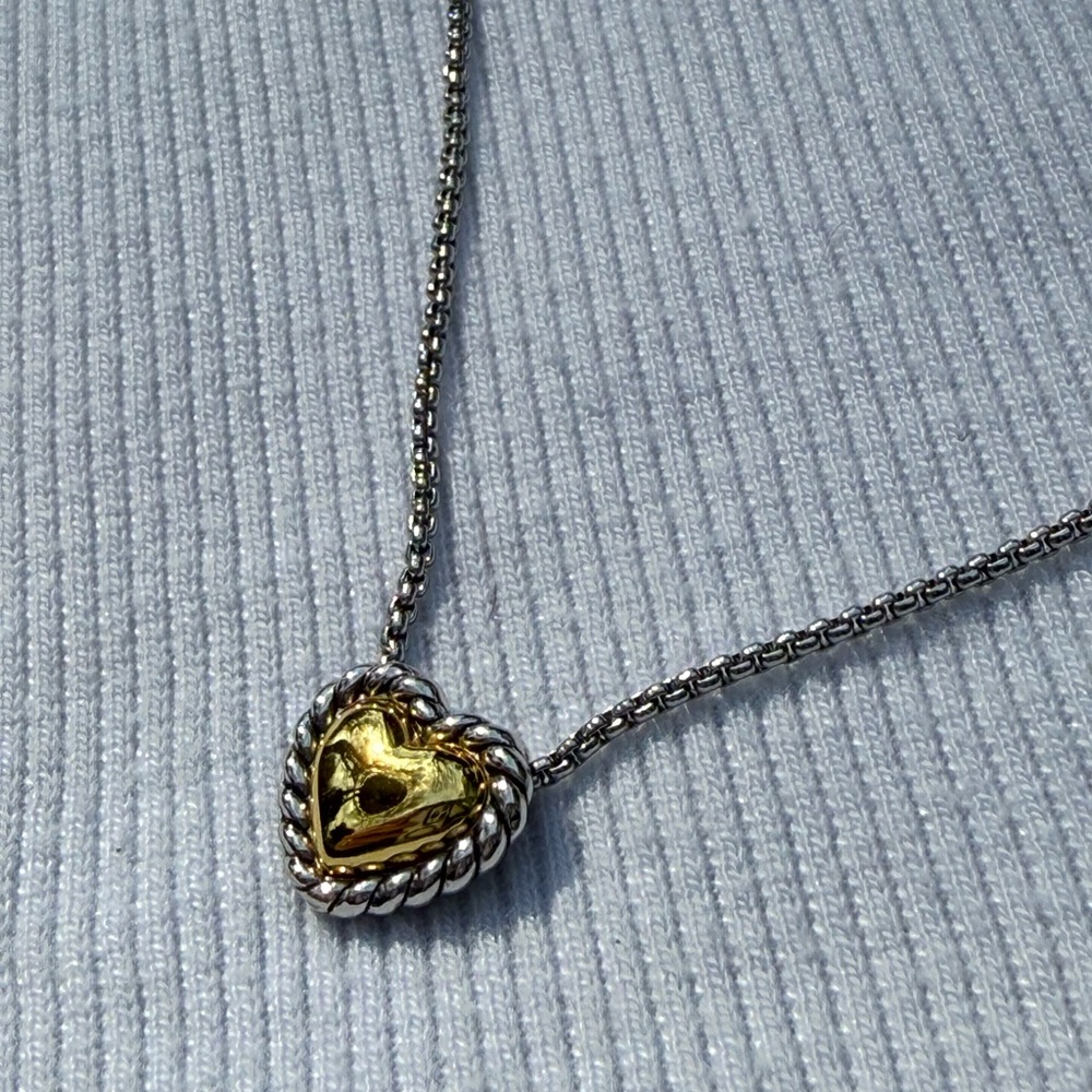 •FIRM• David YurmanCable Cookie Classic Heart Necklace bracelet 18K Yellow Gold - Picture 5 of 10